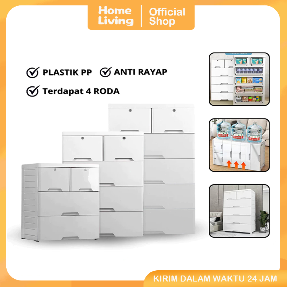 Homeliving Lemari Pakaian Plastik Susun 3 - 6 Tingkat Lemari Susun Pakaian Laci Susun Serbaguna