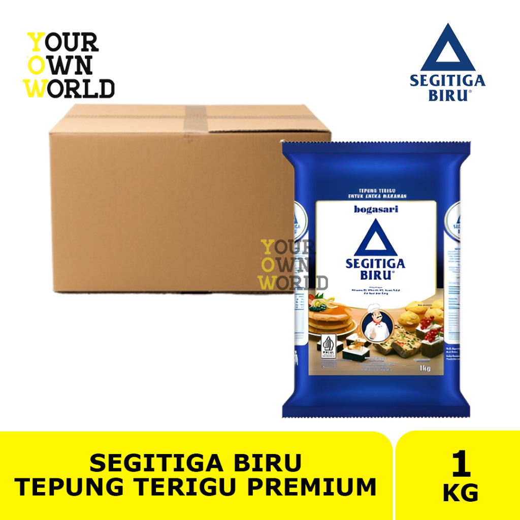 CTN - BOGASARI Terigu SEGITIGA BIRU Premium 1 kg (1 DUS) | Tepung Terigu Segitiga Biru Premium Bogas
