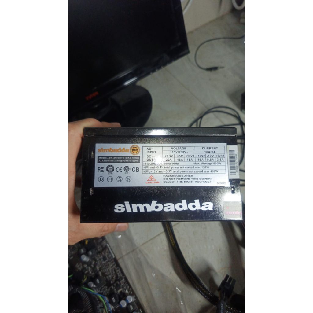 Power Supply PSU Simbadda DR-8500 BTX 500W Normal, Sehat, Siap Pakai