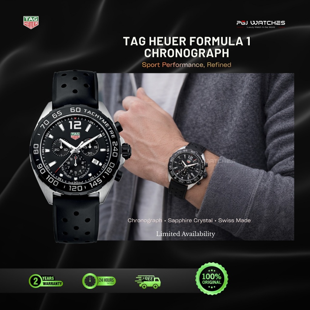 TAG HEUER Formula 1 Chronograph Black Dial Black Rubber Strap - CAZ1010.FT8024