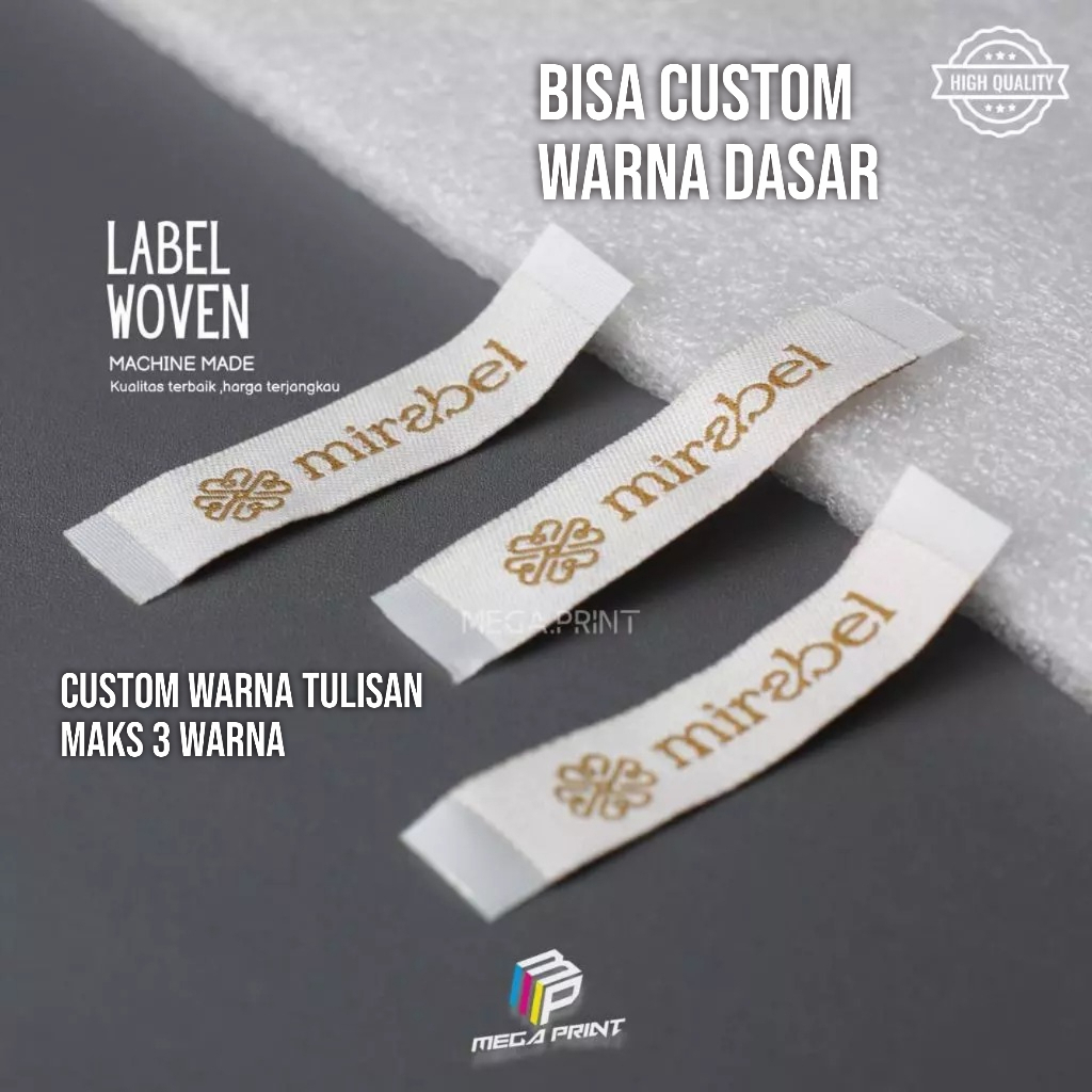 label woven custom 1,5x5cm label woven bordir label woven damask label woven premium( Free Desain )