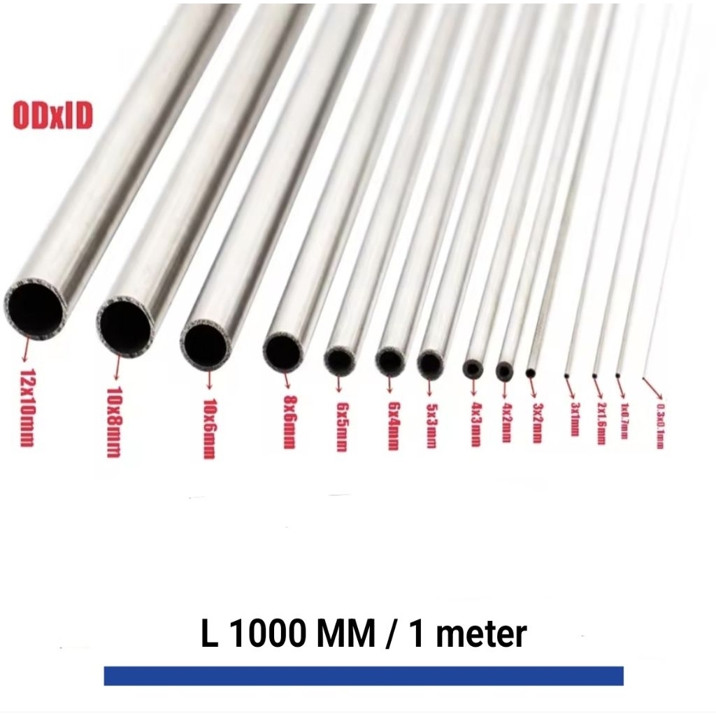 Pipa Kapiler Stainless 304 / Pipa Tubing OD 2mm 3mm 4mm 5mm 6mm Panjang 1 Meter