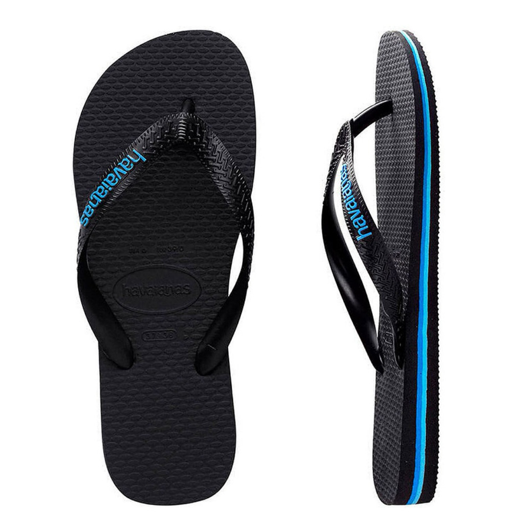 100% ORIGINAL SANDAL HAVAIANAS PRIA FILETE BLACK/BLUE - HAVAIANAS SALE - HAVAIANAS DISKON
