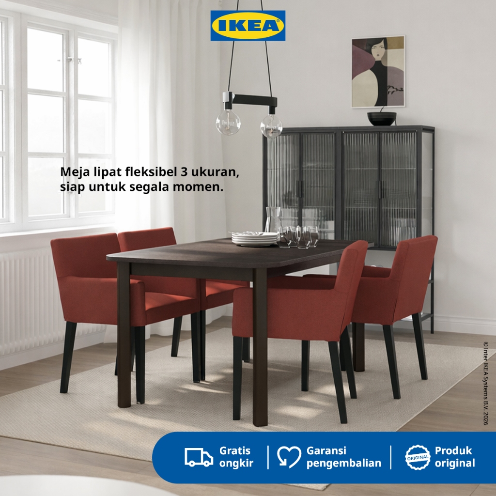 IKEA STRANDTORP Meja Makan Dapat Dipanjangkan Cokelat 150/205/260x95cm
