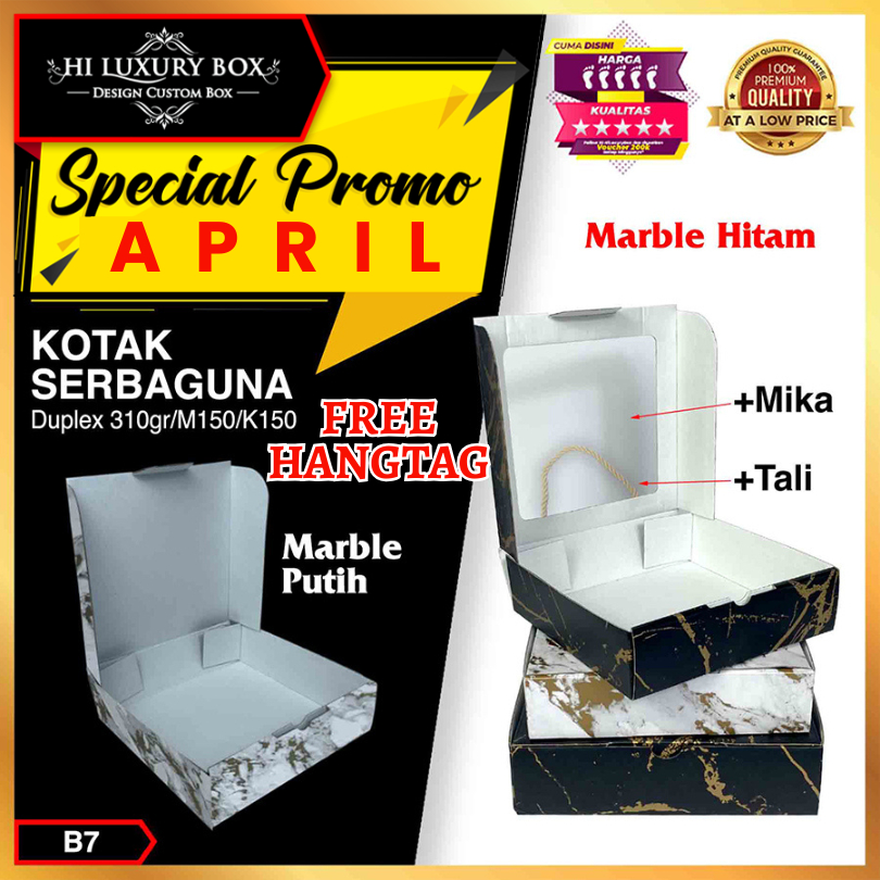 Kotak Kado Baju - Kotak Mika Marble - Kotak Souvenir - Box Hampers 25x25x7 - B7 (10-11)