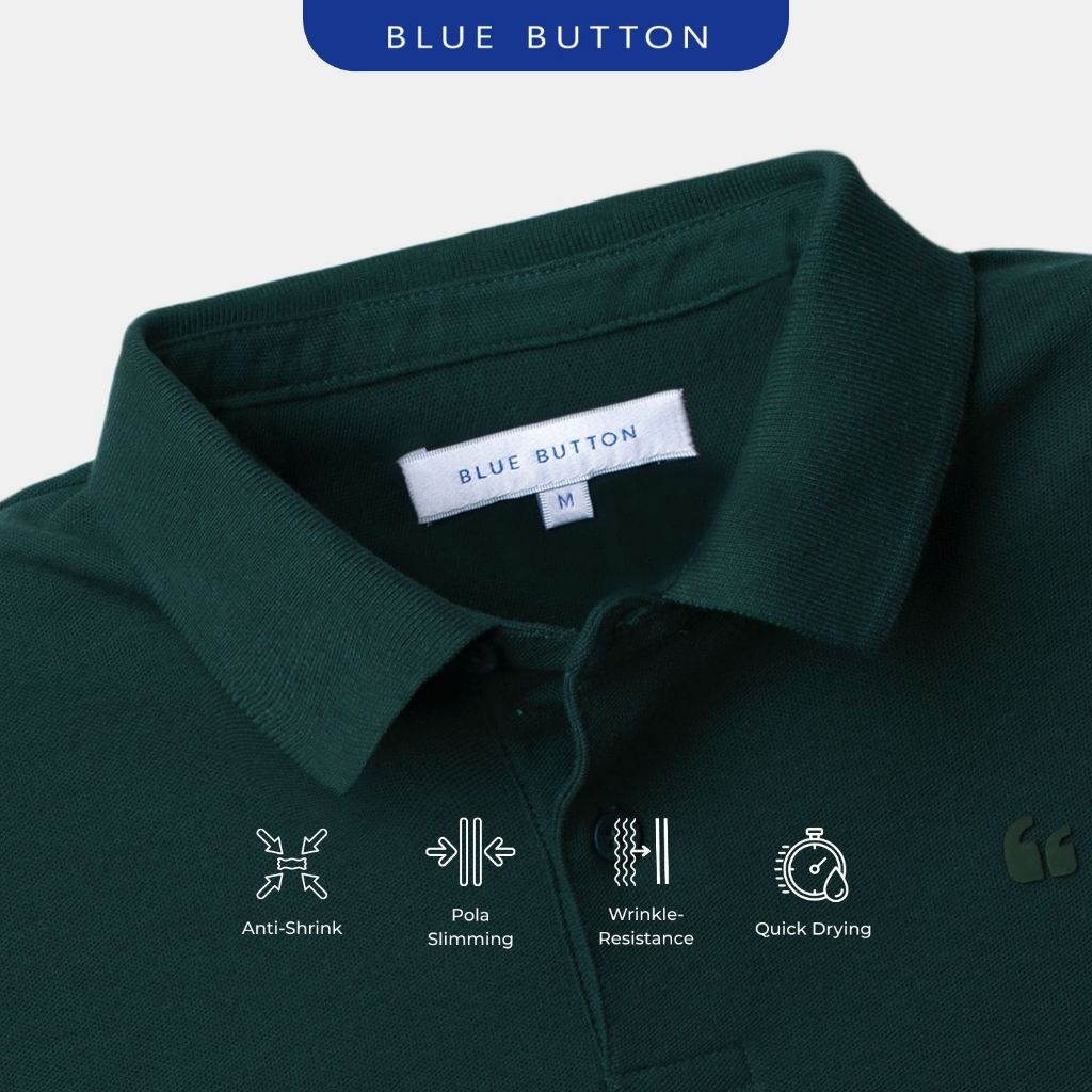 BLUEBUTTON Polo Shirt Pria Emerald Green