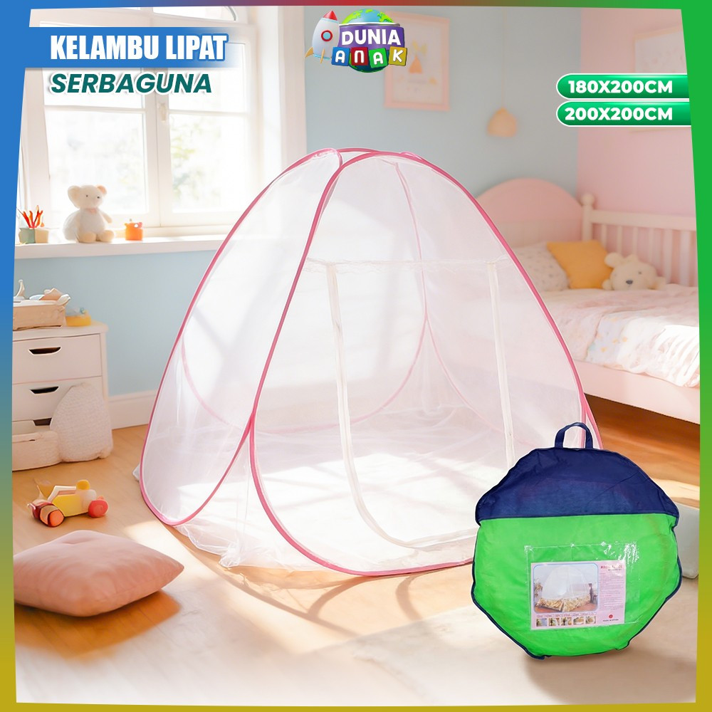 Mainan Tenda Lipat Satu Pintu Anti Nyamuk Kelambu Butterfly / Kelambu Tidur Lipat Bayi UK 200X200 18