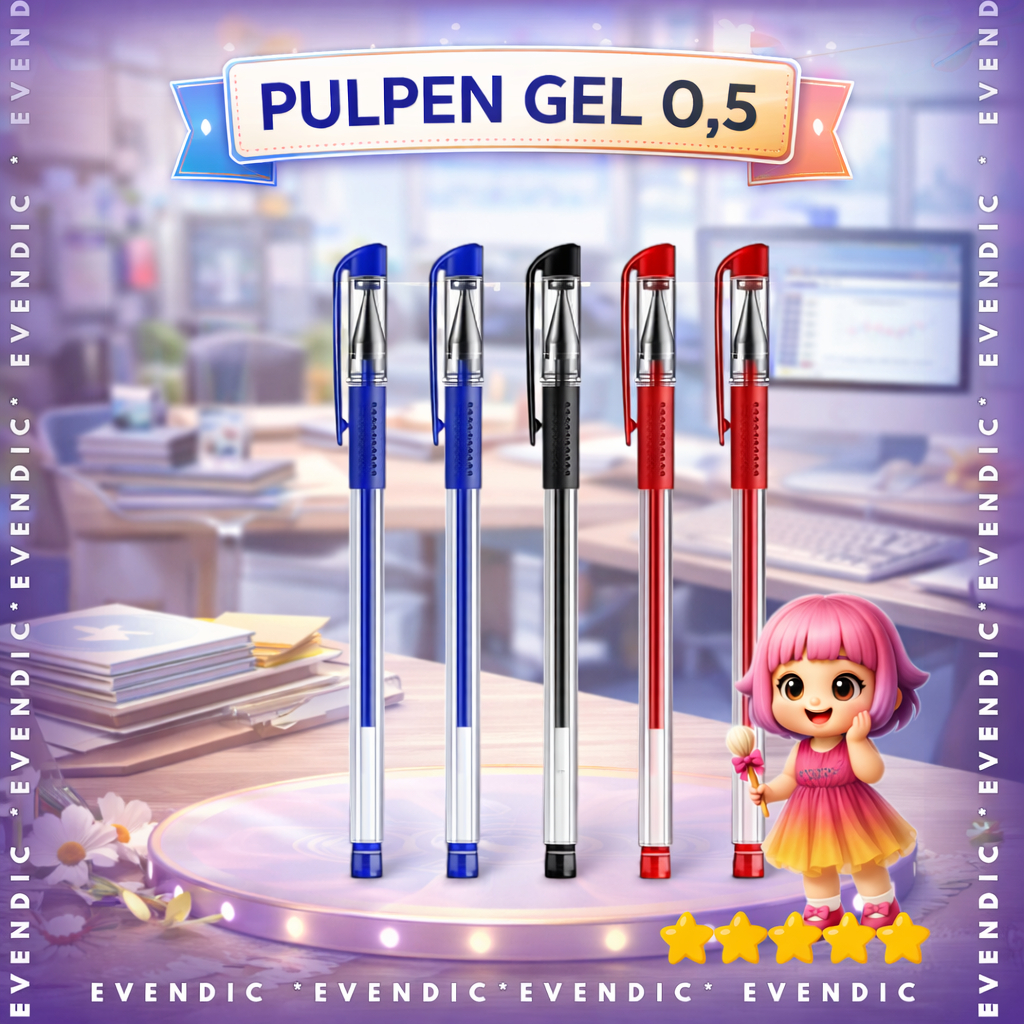 Pena Pulpen Gel 0,5mm - Gel Ink Pen - Alat Tulis Kantor Sekolah Pena Pen Tinta Cair Standar Warna Me
