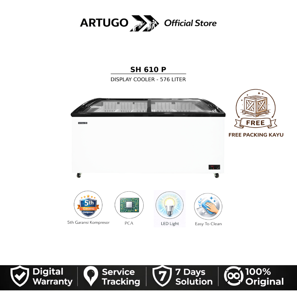 ARTUGO Sliding Curve Glass Freezer  576 Liter SH 610 P