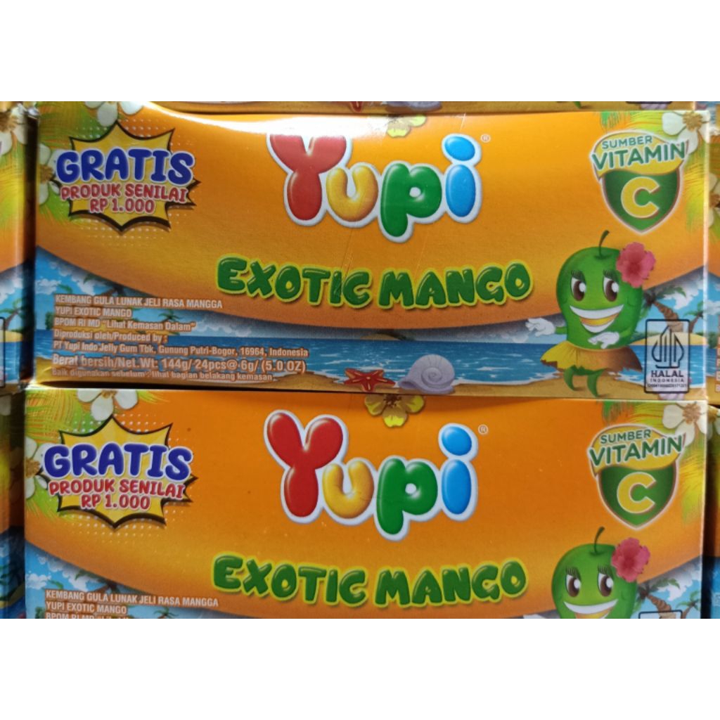 Permen Gummy Yupi - Rasa Mangga Ekzotik, Tekstur Kenyal, 24 Pcs