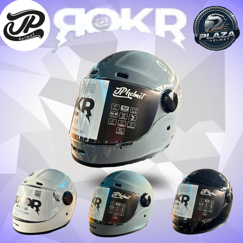 HELM JP ROKR HELM FULL FACE RETRO SOLID &  MOTIF ORIGINAL