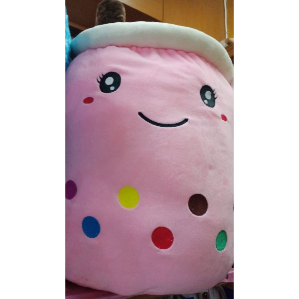 Boneka Boba Lucu Cream dan Pink Size Jumbo