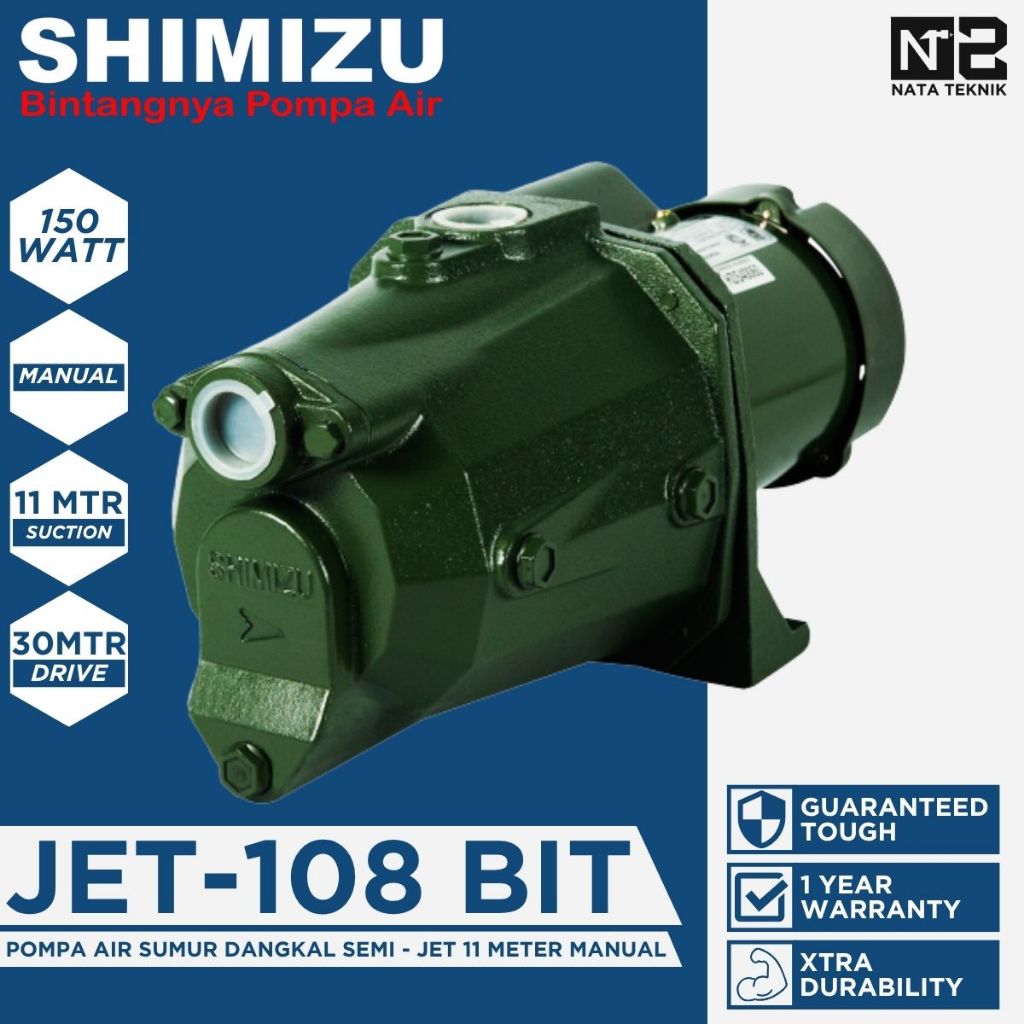 SHIMIZU JET 108 BIT Pompa Air Semi Jet Pump 30 Meter Manual - SHIMIZU JET 108 BIT Pompa Air Semi - J