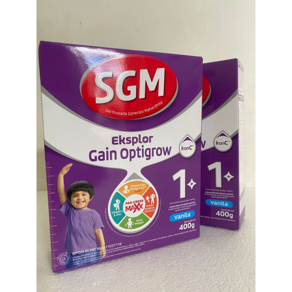 SGM Eksplor Gain Optigrow 1+ 400gr Susu Tinggi Kalori untuk Anak Usia 1-5 Tahun
