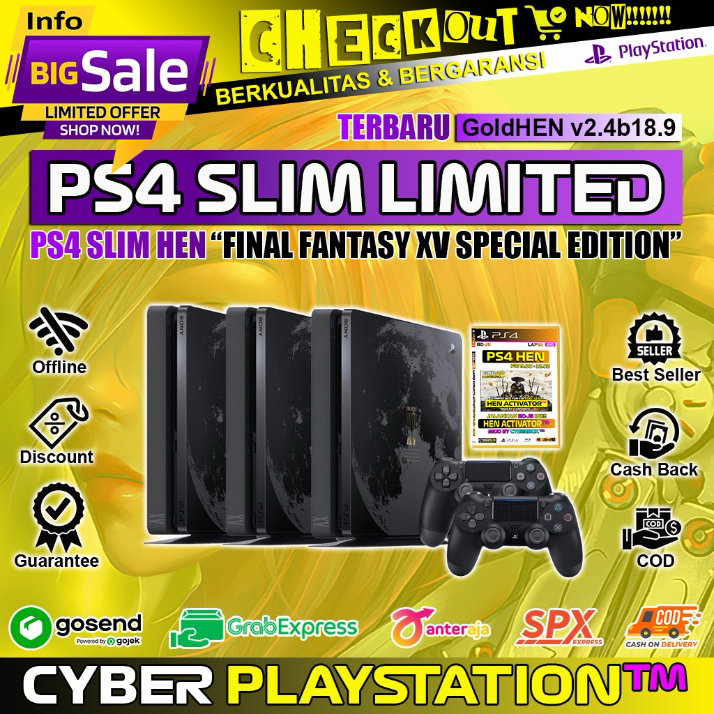PS4 SLIM LIMITED EDITION “FINAL FANTASY XV EDITION” HEN 6.72/9.00/11.00/12.02/12.52/13.00 FULL GAME 