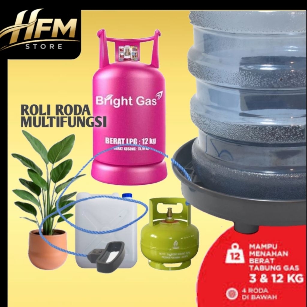 Roli Galon & Tabung Gas Multifungsi | Trolley Air Galon & Gas 3–12 Kg | Troli dengan Roda Kuat Anti 