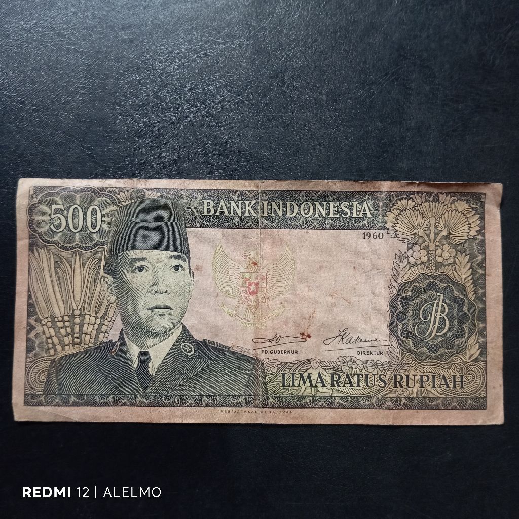 uang kertas 500 rupiah sukarno 1960 bekas asli