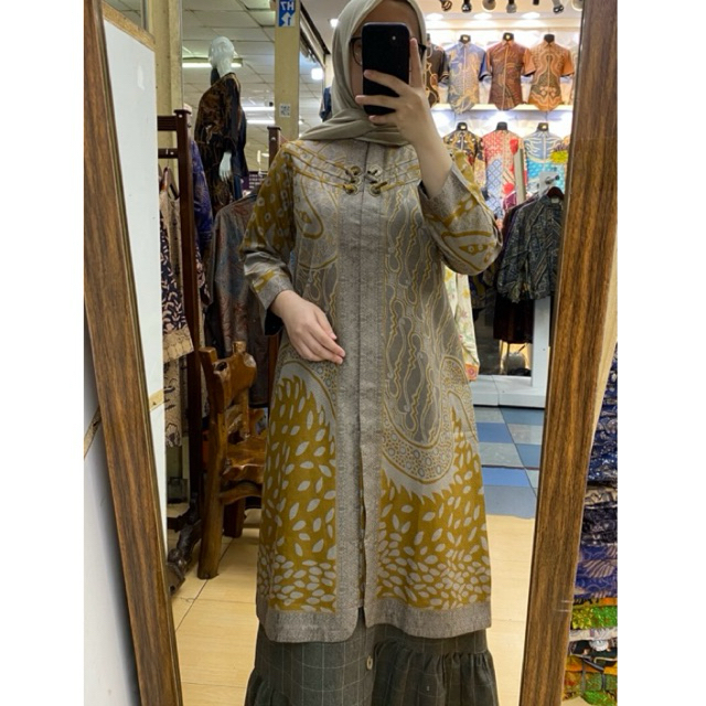 Tunik K.6 motif baru kuning - Tunik batik bahan doby premium solo