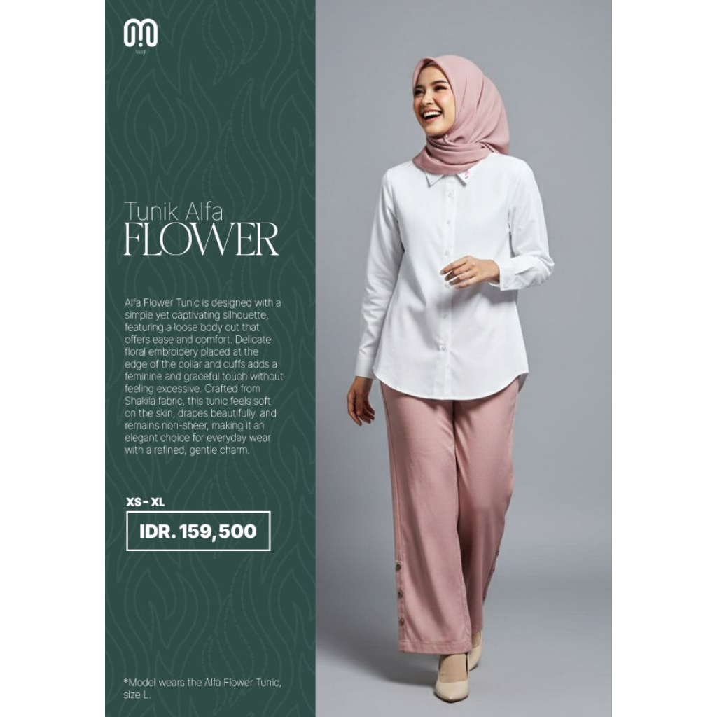 Rabbani X Mot - Tunik Alfa Flower / atasan Kemeja wanita Rabbani Ori