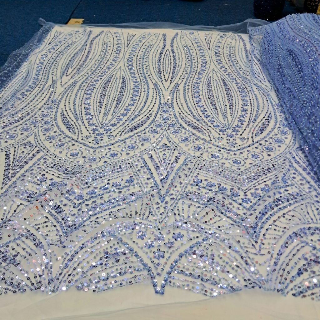 Kain tile payet motif pinggir piramid/Bahan kain tile full payet premium mewah