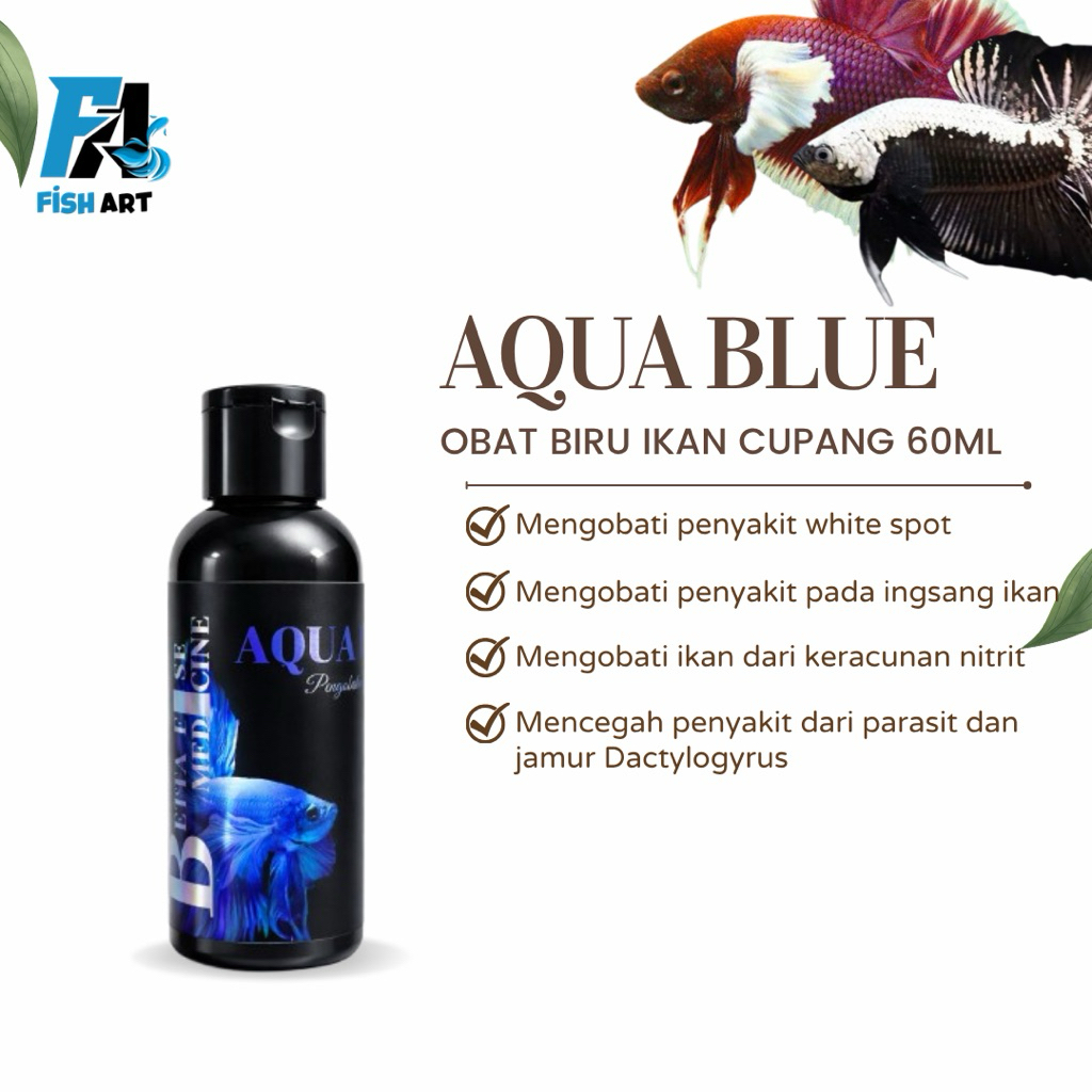 OBAT BIRU AQUA BLUE CUPANG 60ml | UNTUK PENGOBATAN IKAN CUPANG FINROT | OBAT BIRU IKAN CUPANG 60ml