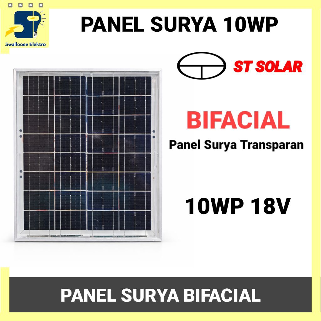 Panel Surya 10wp solar panel bifacial tranparan