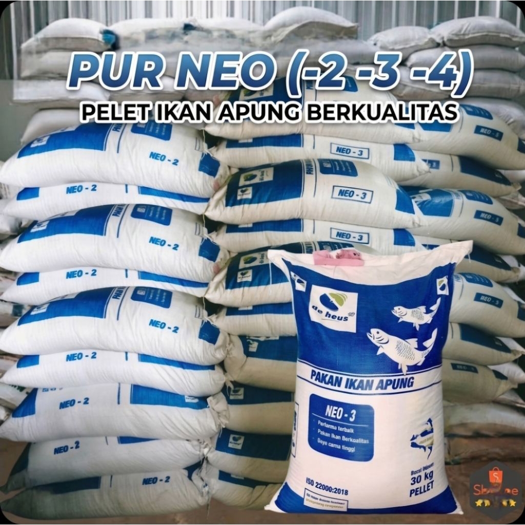 PAKAN IKAN  NEO FEED 1kg PAKAN  IKAN PUR LELE PELET NILA AIR TAWAR BISA SEMUA AIR TAWAR TERLARIS