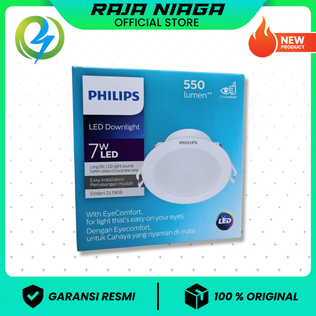 Downlight LED Philips Eridani 7W 100mm | Lampu Plafon Tanam Tipis