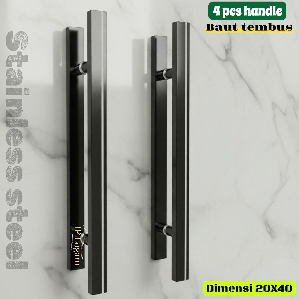 4pcs (2psg) handle pintu rumah baut tembus // gagang pintu rumah minimalis anti karat