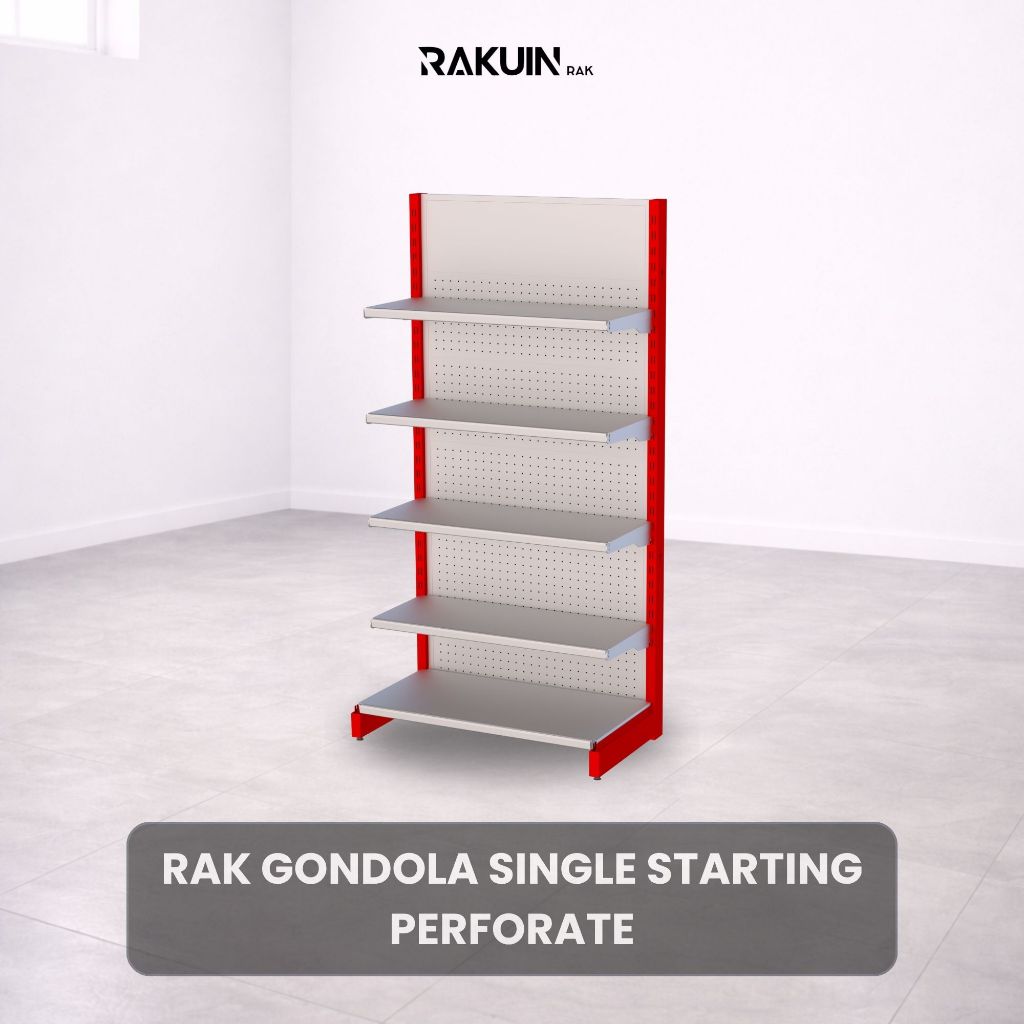 Rak Minimarket Starting Satu Sisi Panel Lubang / Rak Minimarket dan Supermarket / Rak Gondola Starti