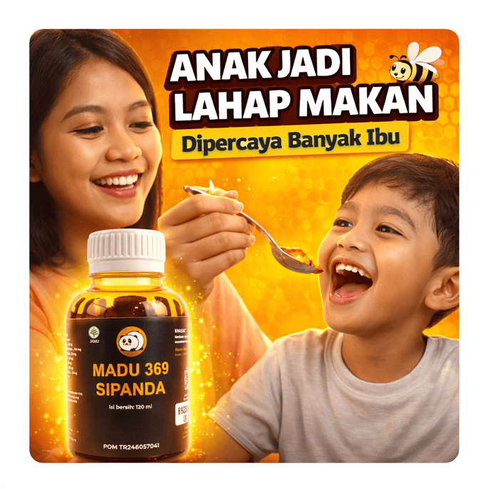 Madu 369 Sipanda – Vitamin Anak Penambah Nafsu Makan & Penggemuk Badan | BB Booster, Daya Tahan Tubu
