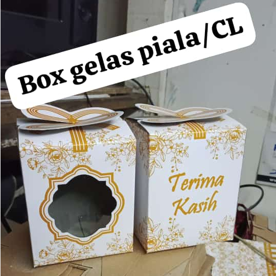 Kemasan Box Gelas Gagang Kaca Piala CG CL Paper Box Motif