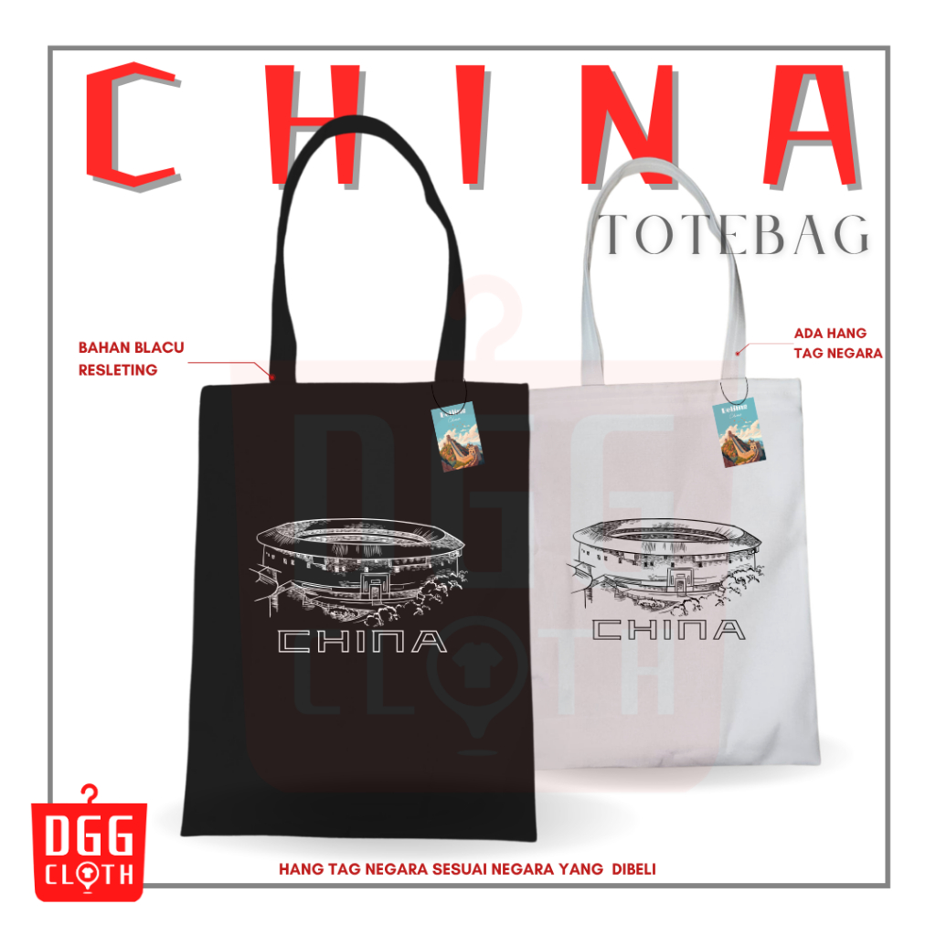 DGGCloth Totebag Resleting China Souvenir Tas Oleh Oleh China Bahan Kanvas 2