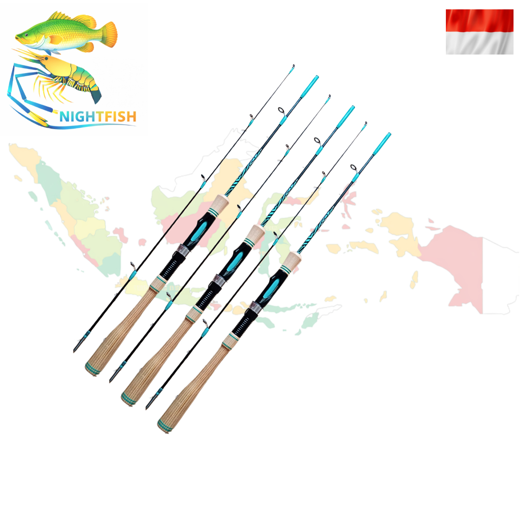 joran udang dan ikan dengan gagang kayu jati belanda