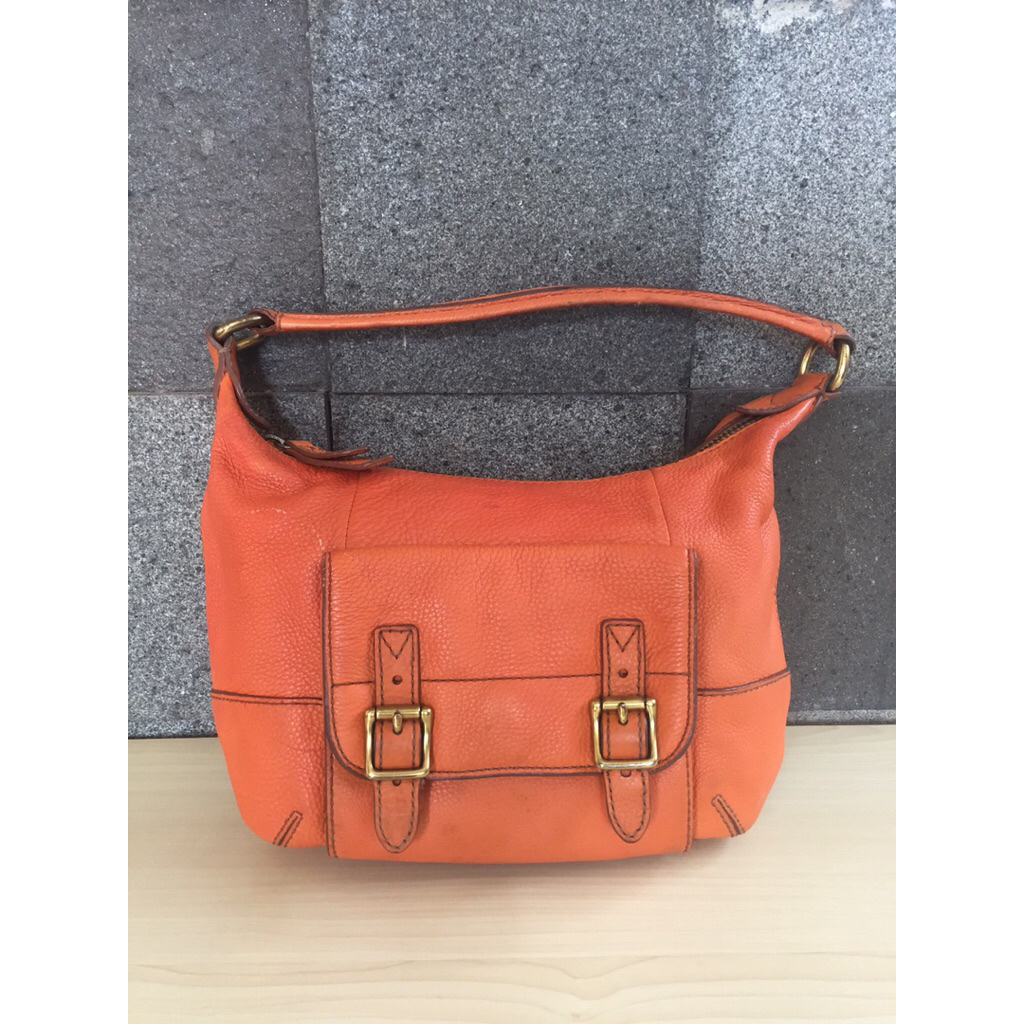 Tas Shoulder bahan Kulit Asli Original Warna Orange