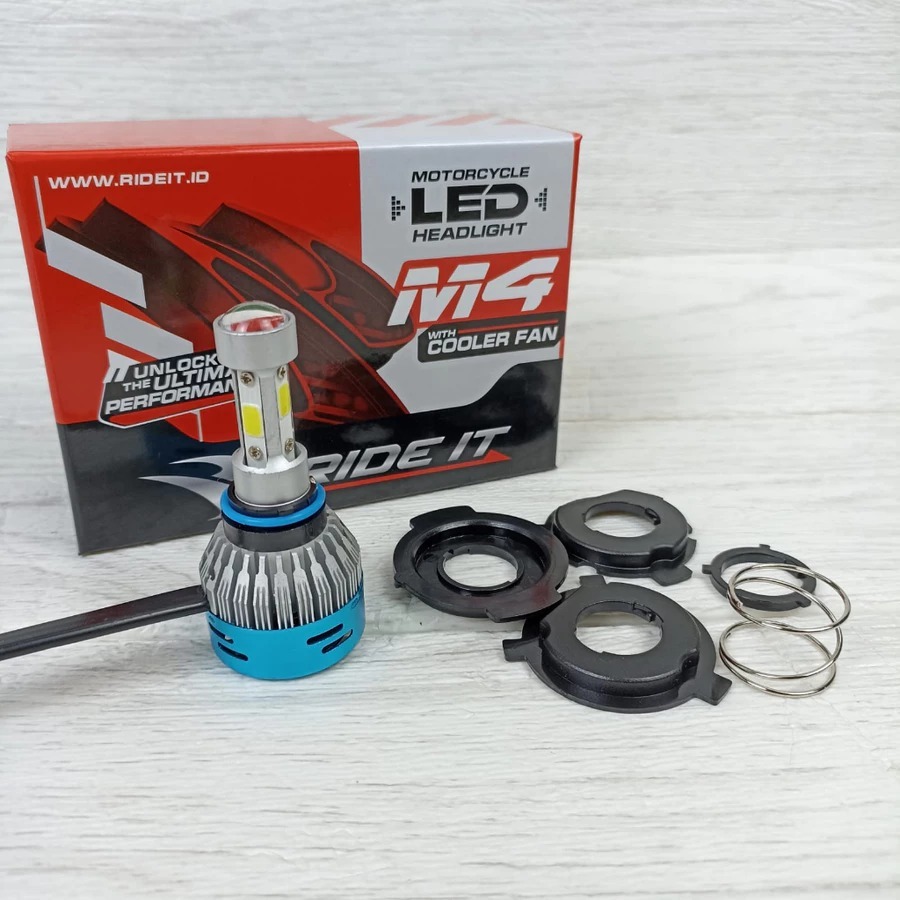 Dop Ride IT M4 Lampu depan Bohlam LED 4 Sisi 80W dan 6 Mata AC DC Kipas Universal