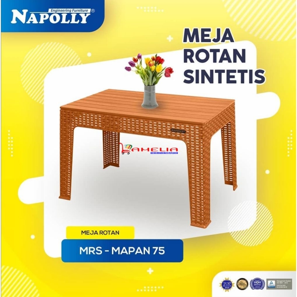 MEJA PLASTIK PERSEGI PANJANG - NAPOLLY
