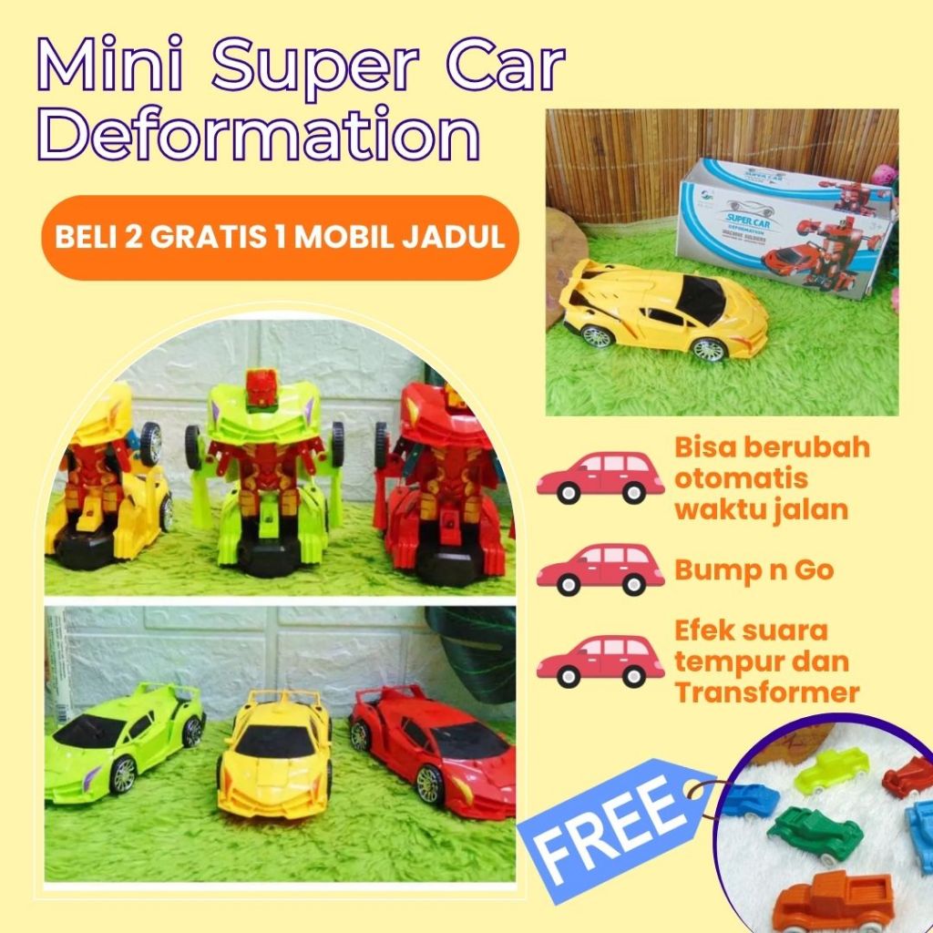 [BELI 2 GRATIS 1 MOBIL JADUL] AK-819 Mainan Anak Transformer Mobil jadi Robot Super Car Deformation 