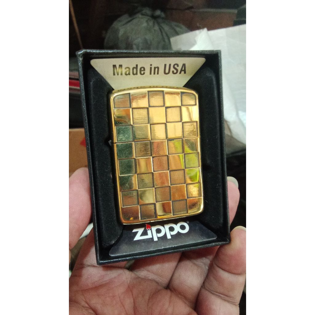 korek api sumbu gold motif catur mewah
