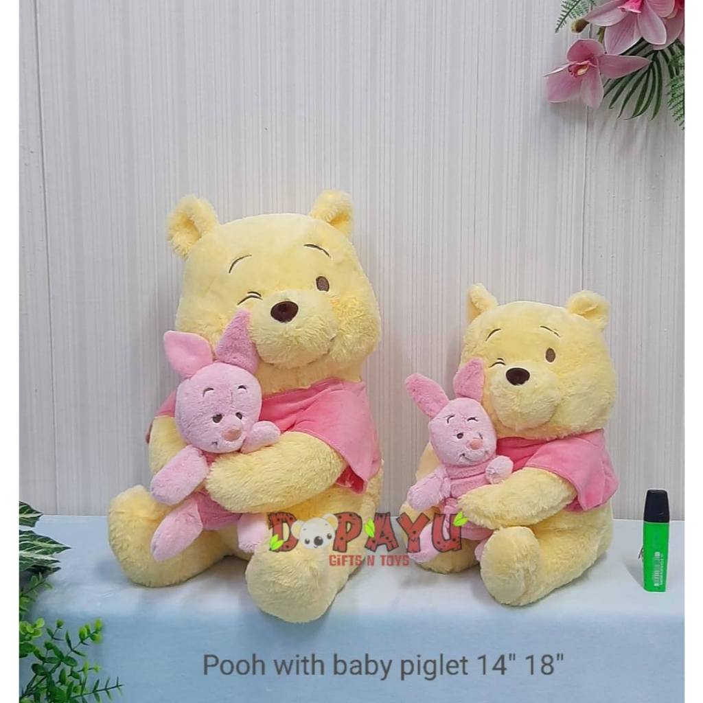 DOPAYU Mainan Boneka POOH with Baby PIGLET 14 inchi