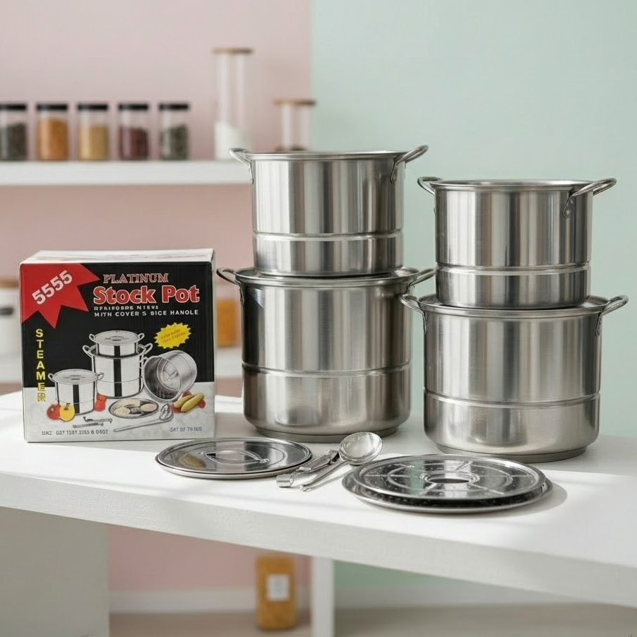 Panci Dandang Kukusan Stainless Steel Set 4 in 1 Dandang Nasi Panci Kukusan Serbaguna