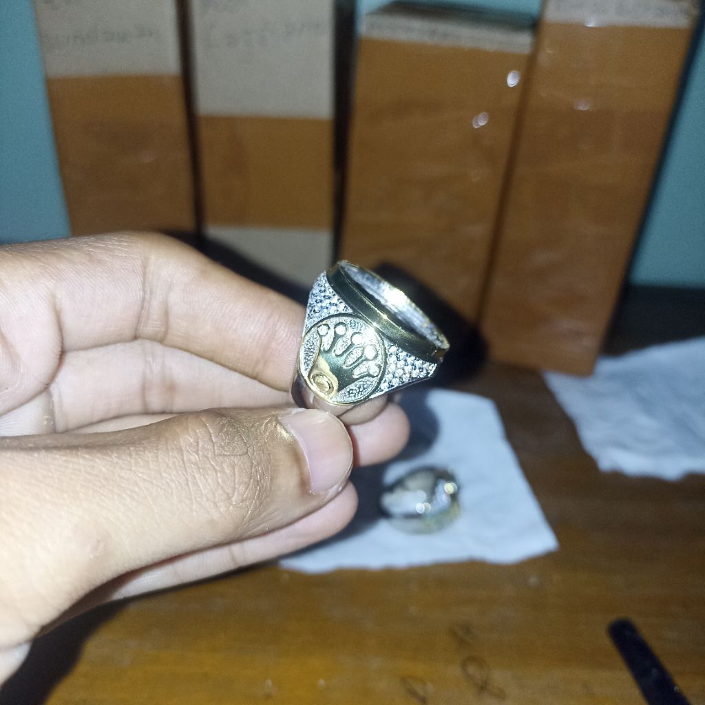 IKETAN KUNSAR RING KUNSAR EMBAN BATU AKIK BAHAN KUNINGAN DARI CINCIN MEWAH MICROSETTING