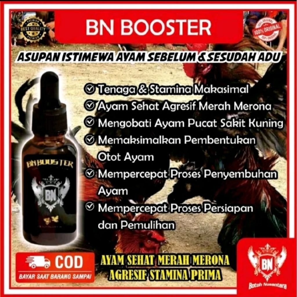 BN Booster 80ml Obat Ayam Pucat Dan Suplemen Ayam Laga Untuk Stamina Siapan Pembentukan Otot Dan Men