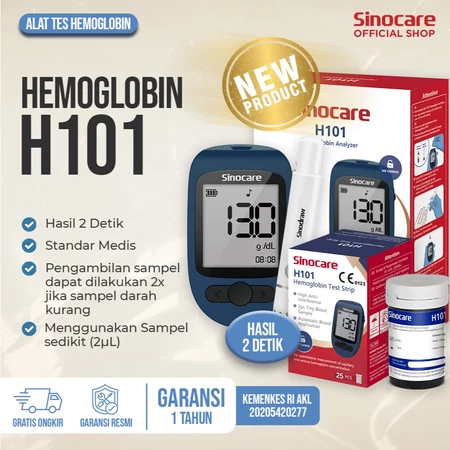 Sinocare H101 Hemoglobin Analyzer Alat Cek Tes Anemia H101 HB Monitoring System Set