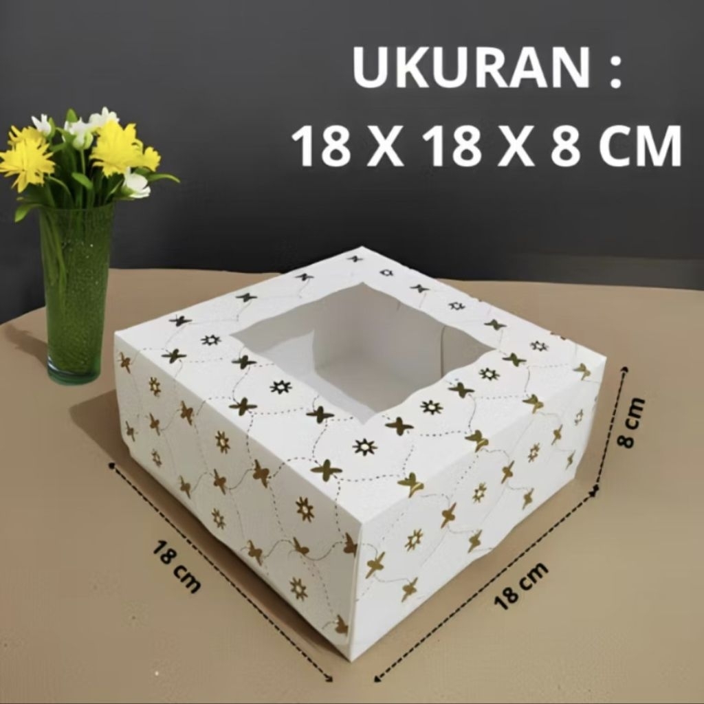 BOX ROTI 18x18x8 / KOTAK HAMPERS / DUS CAKE IVORY 18x18x8