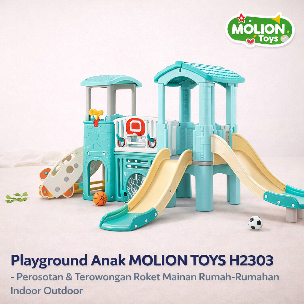 Playground Anak MOLION TOYS H2303 – Perosotan & Terowongan Roket Mainan Rumah-Rumahan Indoor Outdoor