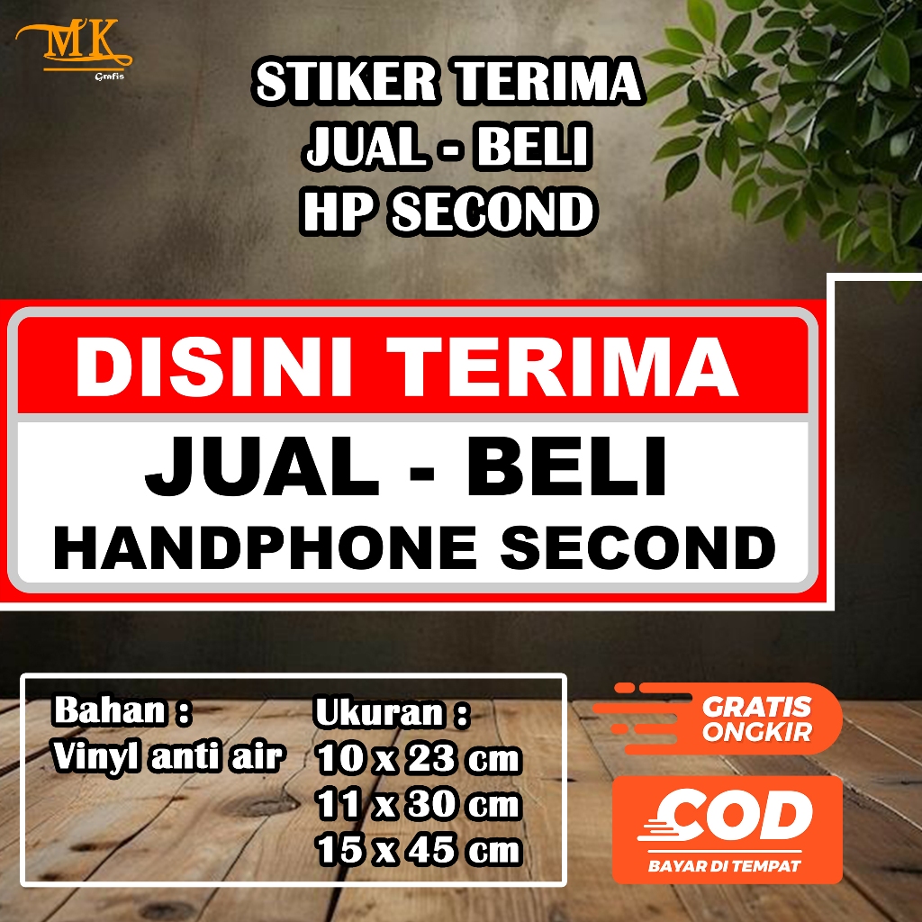 STIKER TERIMA JUAL-BELI HP SECOND | BAHAN VINYL ANTI AIR