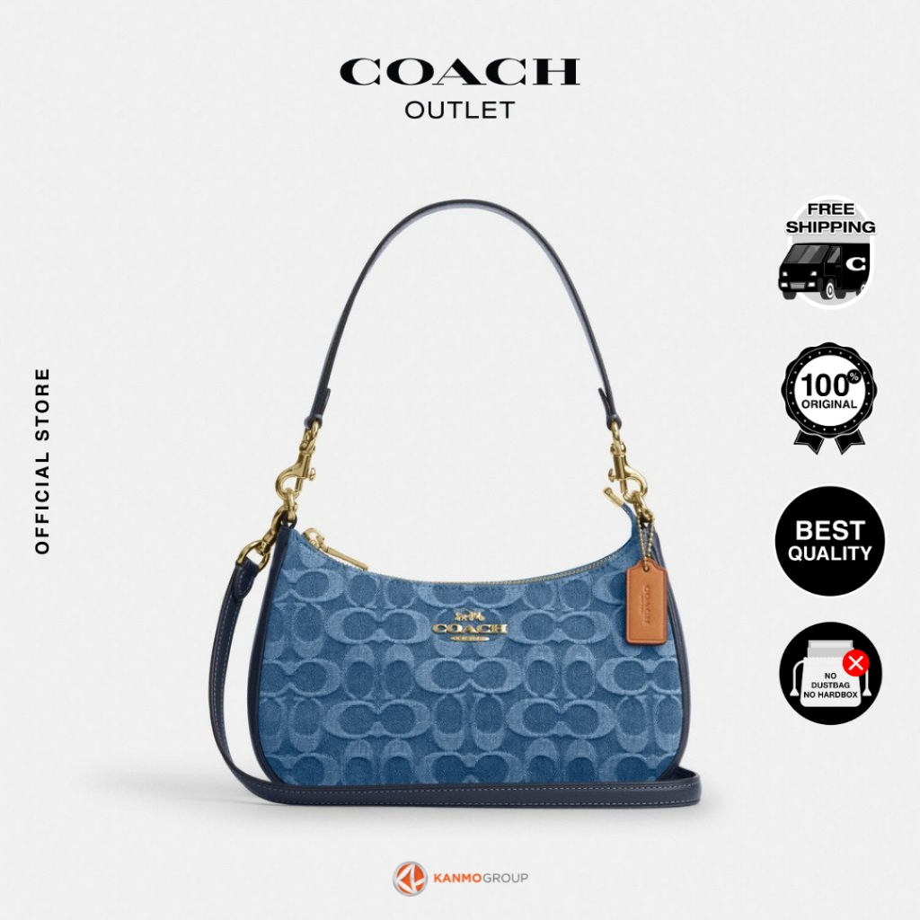 Coach Teri Shoulder Bag In Signature Blue Denim - Tas Bahu Wanita