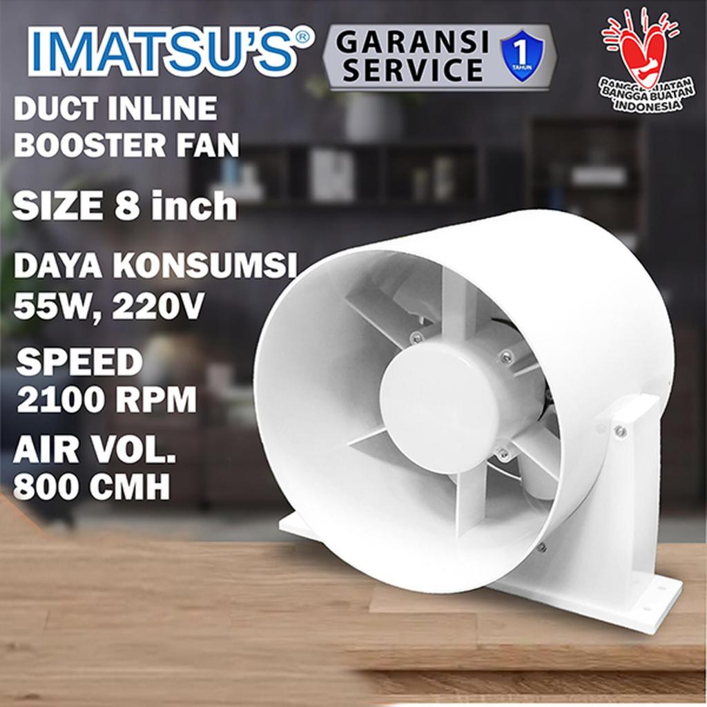 Inline Duct Fan Plastik 8" Inch Kipas Booster Ventilasi Extractor Fan