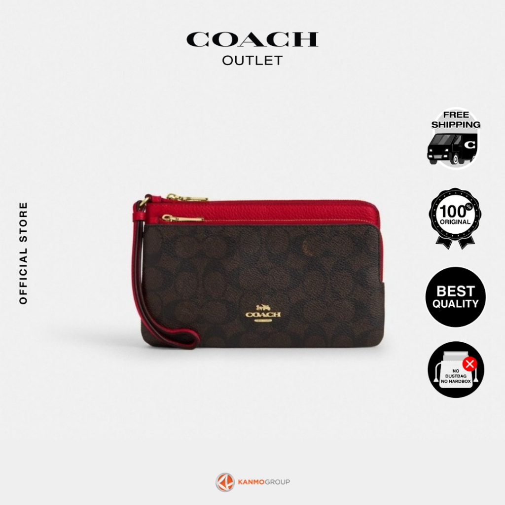 Coach Double Zip Wallet in Signature Canvas - Dompet Panjang Wanita